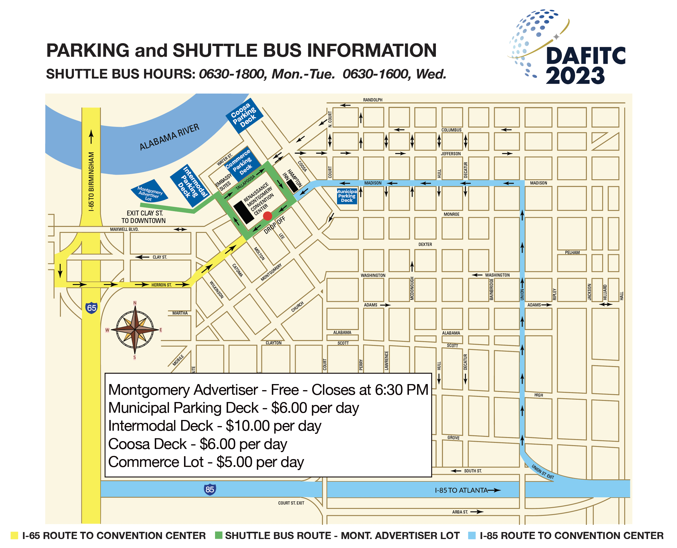 Biscuits Shuttle and Parking Map